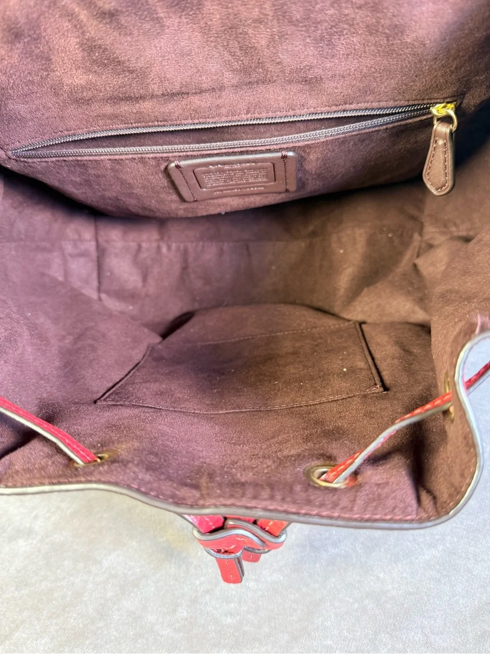 Coach Kleo Backpack Pebbled RED Leather gold toned hardware NWOT MEDIUM SIZE - Picture 12 of 14
